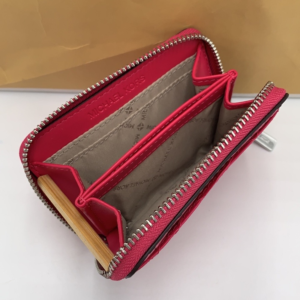 MICHAEL KORS MEDIUM ZIP AROUND CARD CASE ELECTRIC PINK COLOR - Picture 6 of 12